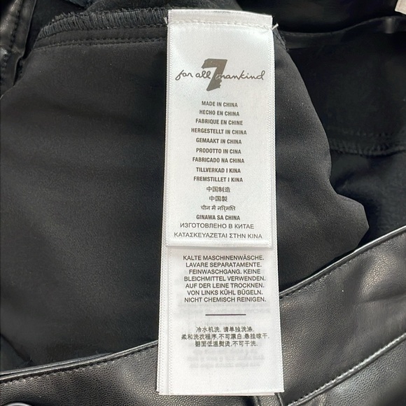 New 7 For All Mankind Faux Leather High Waist Slim Kick Pants Black Sz 31 - Picture 12 of 16
